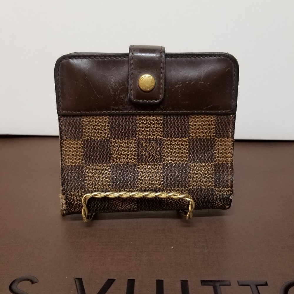 LOUIS VUITTON Damier ebene zipper compact wall #11 - Picture 1 of 16
